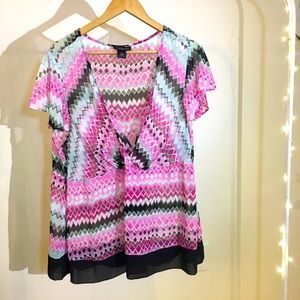 Lane Bryant Short Sleeved Printed Top